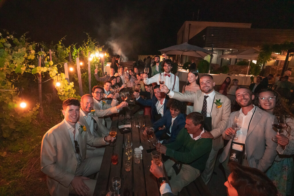 Guests enjoying a post-wedding celebration in Sicily