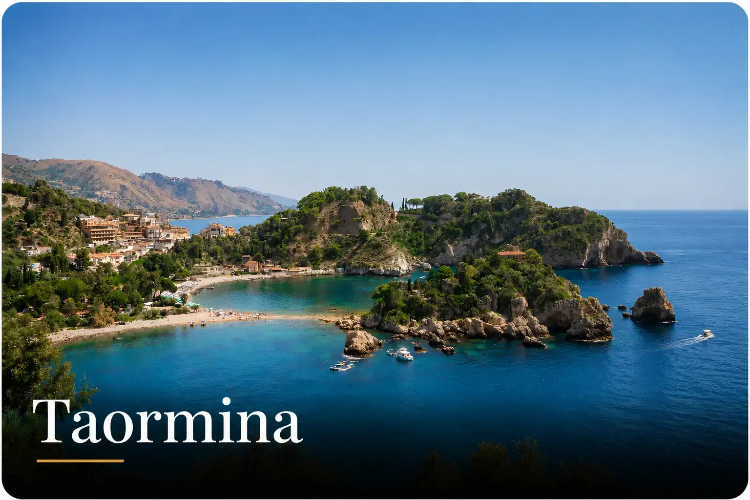 Vista de Isola Bella en Taormina, Sicilia